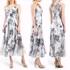 KOMAROV Satin Flotar Lace Up Back Sleeveless Maxi Dress Size S